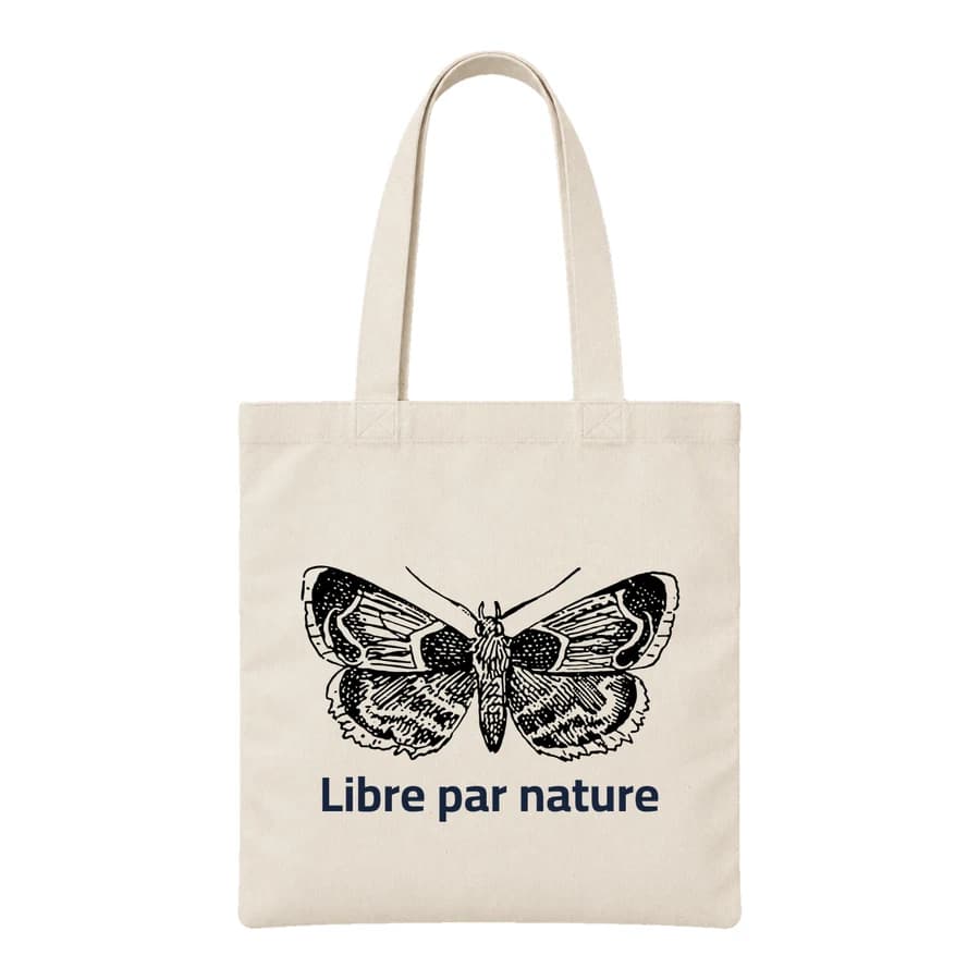 Tote bag — Papillon de nuit · Gravure fine — الأمام — طبيعي