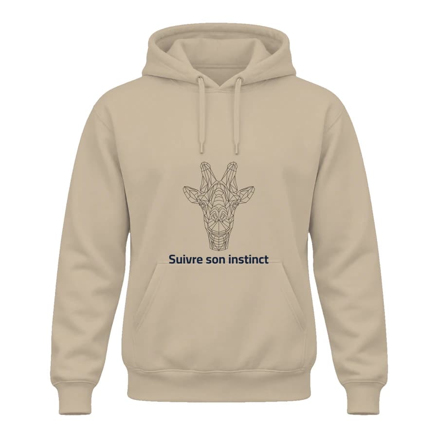 Hoodie — Girafe · Lignes géométriques — Devant — Beige